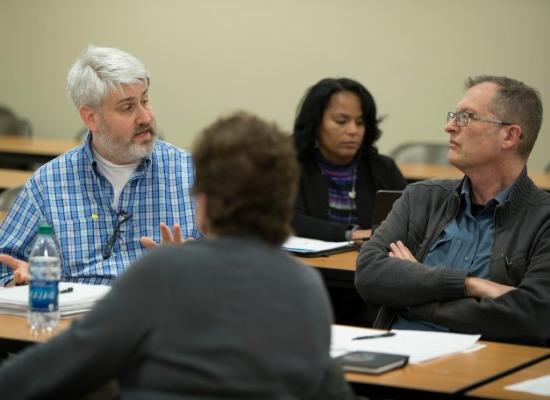 senate members in discussion