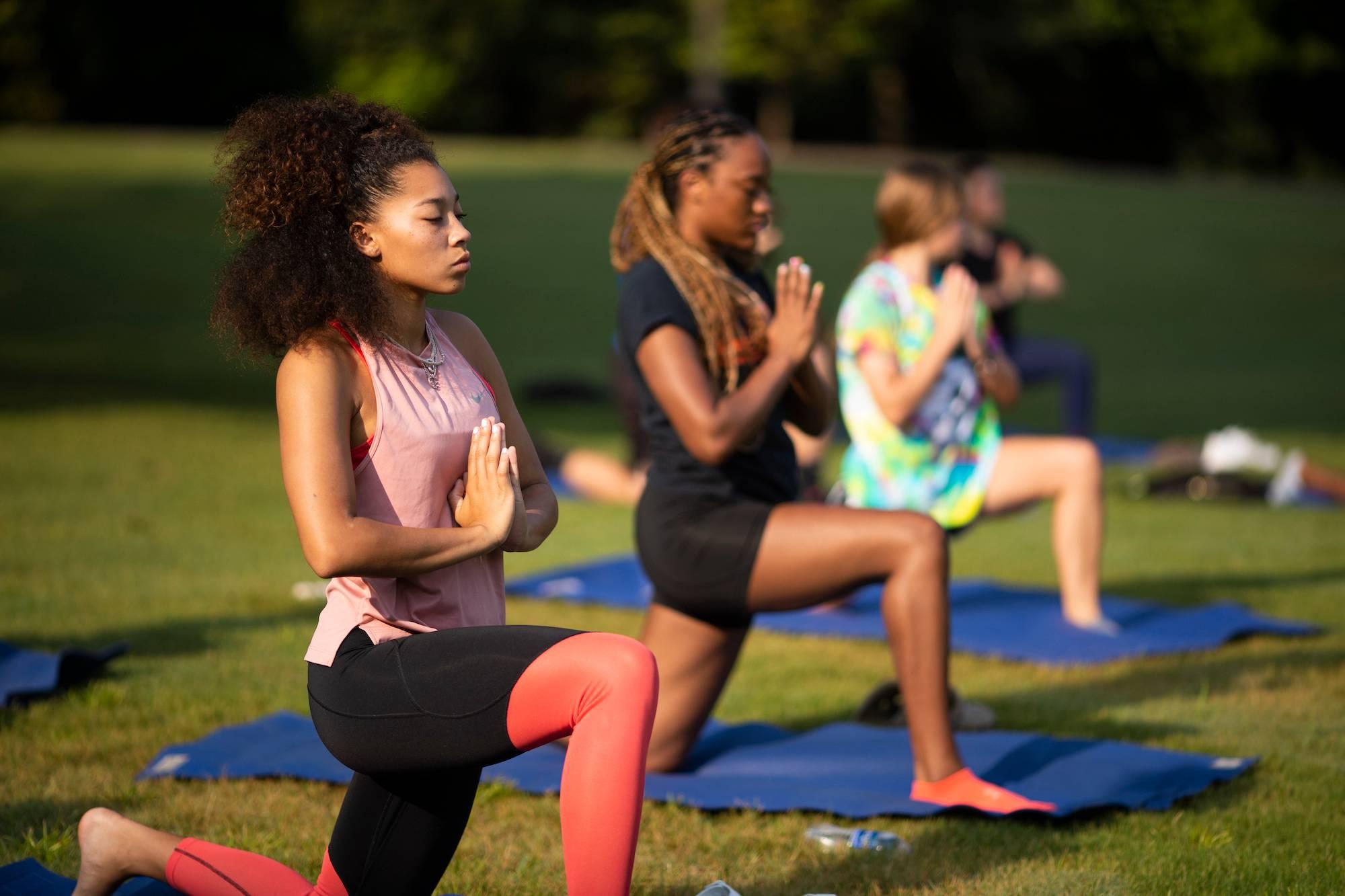 students at yoga class